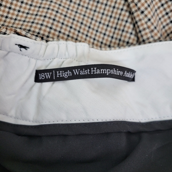 Talbots High Waist Hampshire Ankle Pant Size 18W Tan Houndstooth Check Straight - Picture 11 of 12